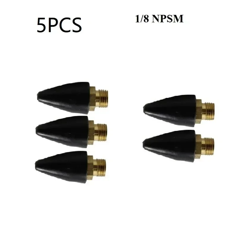 5Pcs Air Nozzle Replacement Tip For Air Blow Guns Pneumatic Tool Replacement Head 1/8 Inch NPSM Male Rubber Brass Tip