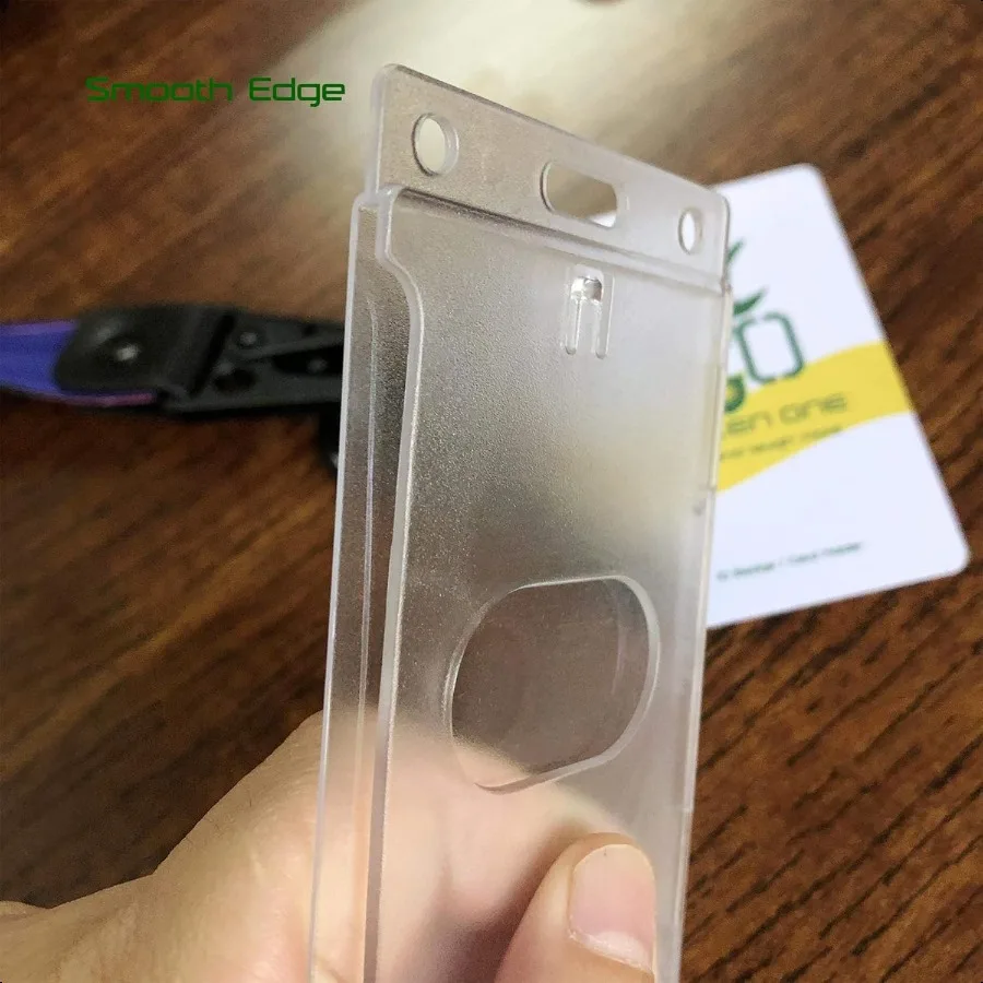 2 Pack Hard Plastic ID Card Badge Holder Vertical with Thumb Slots