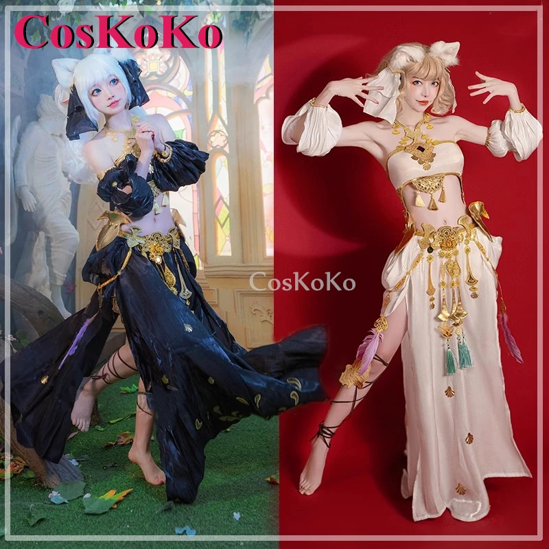 CosKoKo Savinay Dancing Diva Cosplay Game Final Fantasy FF14 Costume Balck White Fashionable Dress Party Role Play Clothing