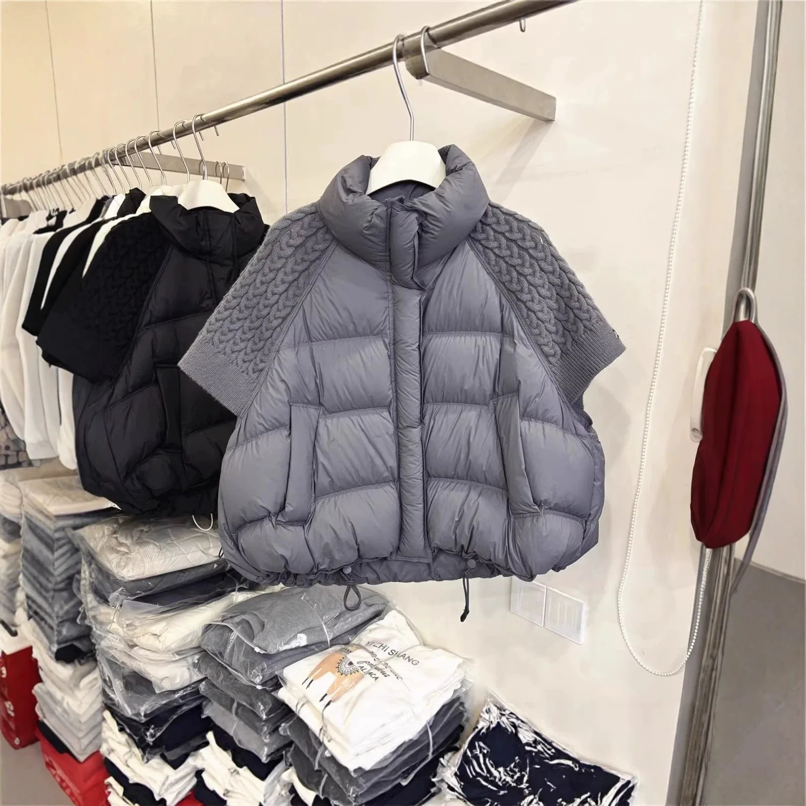 Women's Cotton Vest Jacket Autumn Winter Loose Casual Stand Collar Pocket Puffer Waistcoat Coat Trendy Outerwear