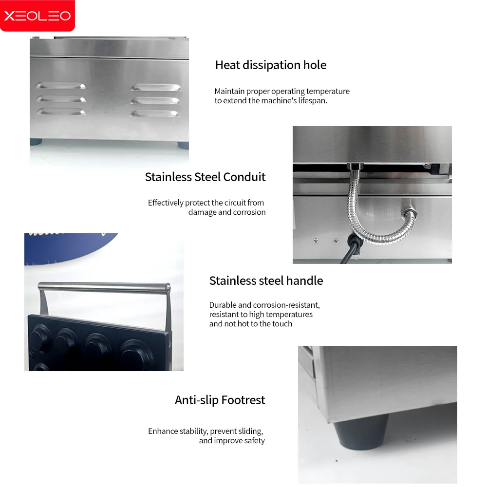 XEOLEO 전기 에그 타르트 메이커 기계, 에그 타르트 스킨 만들기 기계, 컵케이크 와플 메이커, 들러붙지 않는 코팅, 1550W, 8 개