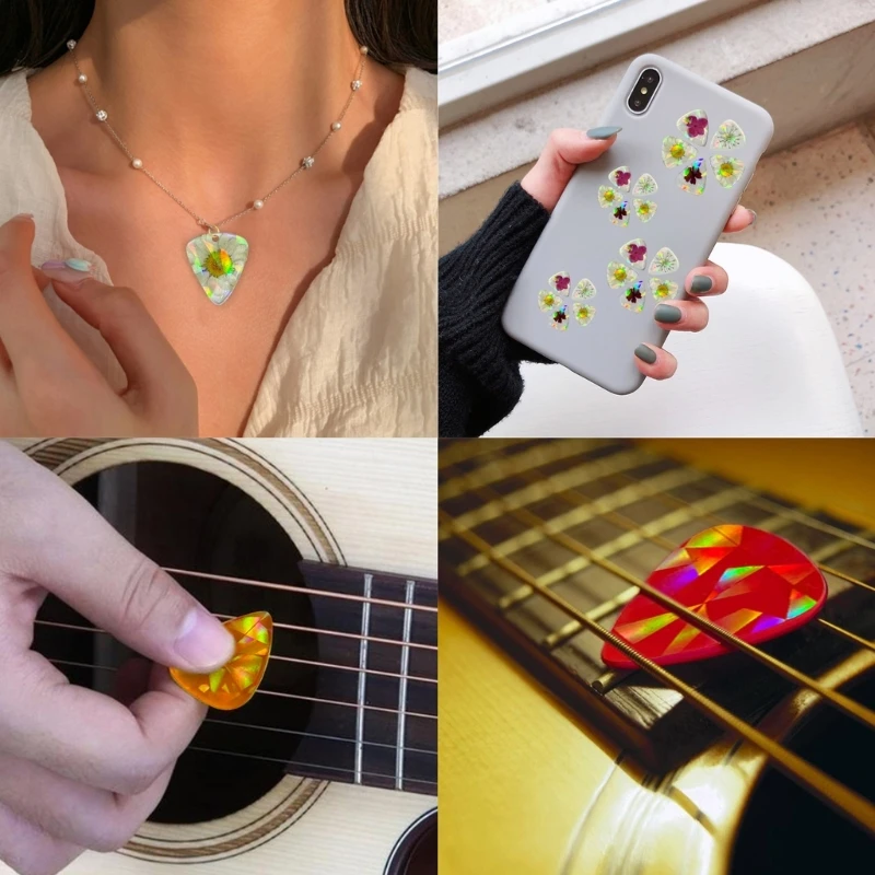 Guitar Picks Resin Mold Guitar Plectrum Mold Jewelry Casting Molds for DIY Pendant Guitar Thumb Finger Picks