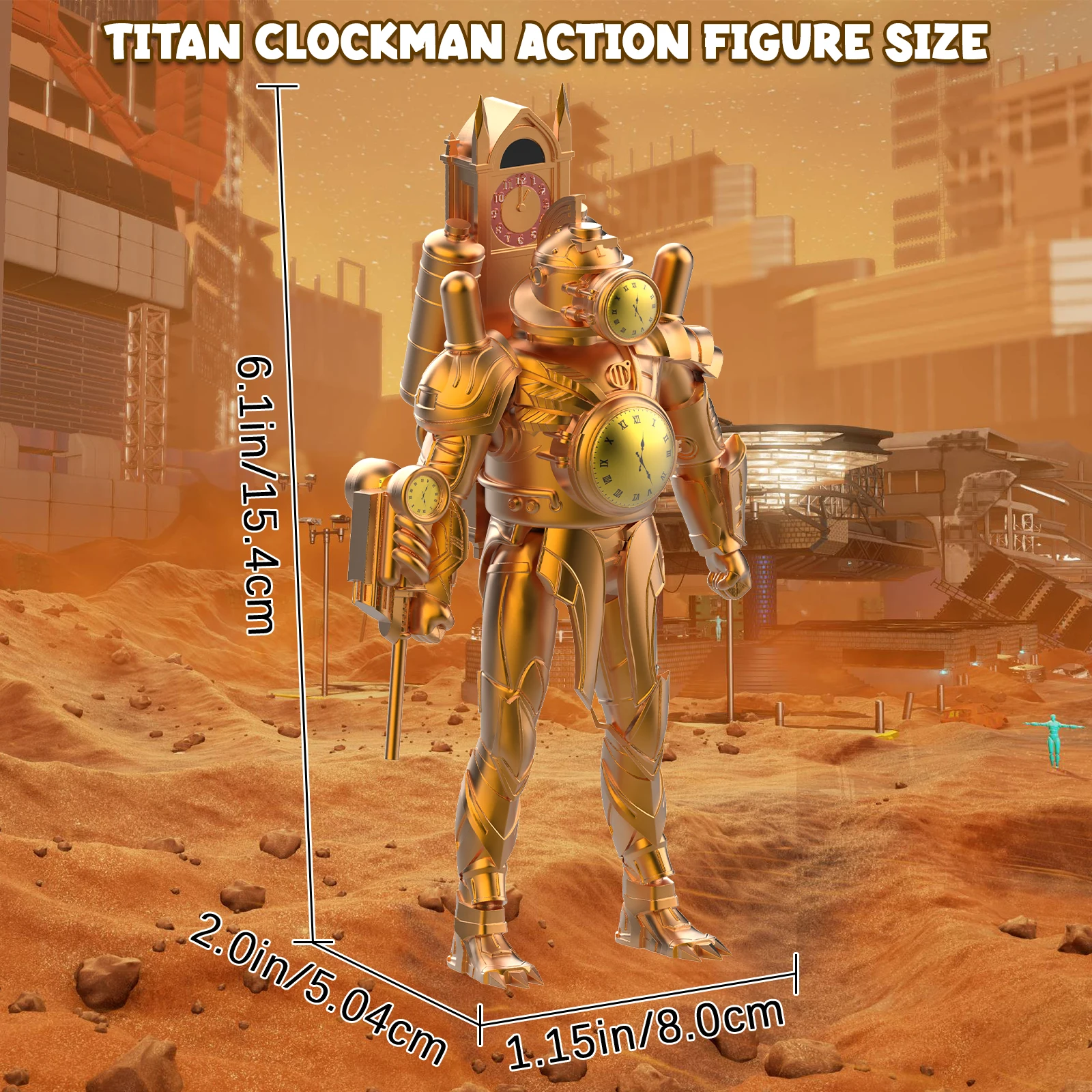 Klok Robot Bouwsteenspeelgoed, Desktop Decoraties, Karakteropruiming beeldjes, Kerstmis/Halloween/Verjaardagscadeaus