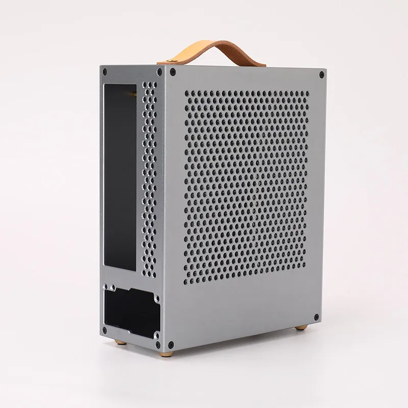 Nuclear Display Mini Chassis, Compact APU Aluminum Alloy 1U Small Power Supply, Portable Handle