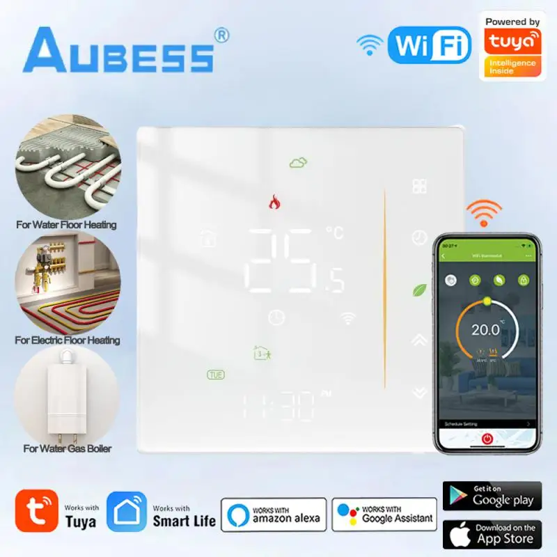 Tuya WiFi Thermostat 3A/16A Room Temperature Controller For Water/Electric Floor Heating Gas Boiler Underfloor Heating System