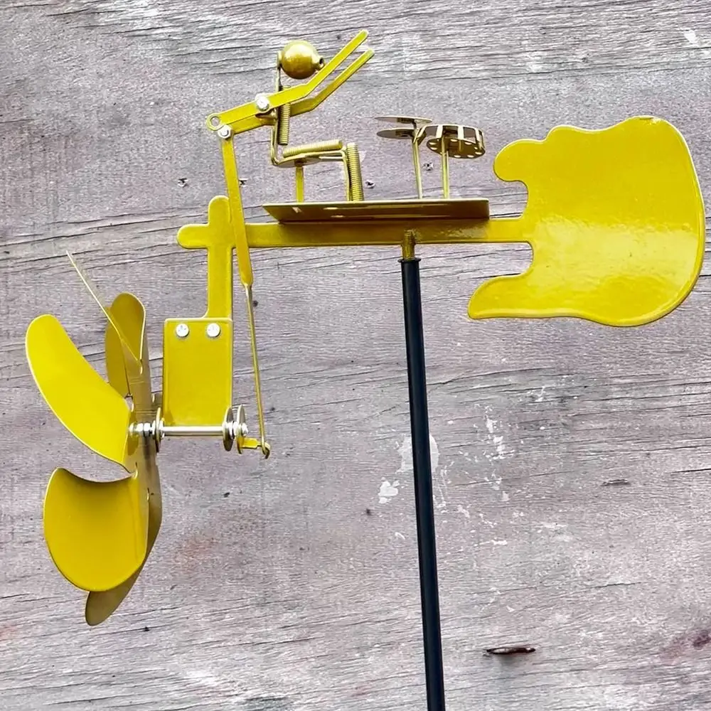 

Creative Handmade Metal Drummer Windmill Movement Funny Metal Drummer Windmill Statue Weatherproof Vintage Style
