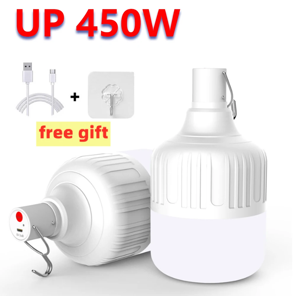 Portable LED Camping Lights Rechargeable Emergency Bulb Hook High Power Tent Lantern Outdoor Hiking Fishing Night Light