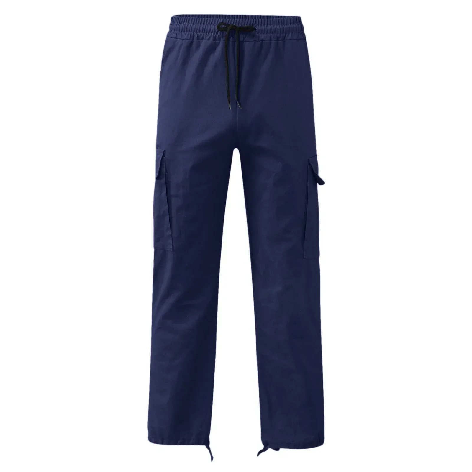 New 2025 Pocket Design Solid Cargo Pants Trousers for Men Full Length Casual Loose Drawstring Pockets Pants Male Cargo Pants 5XL