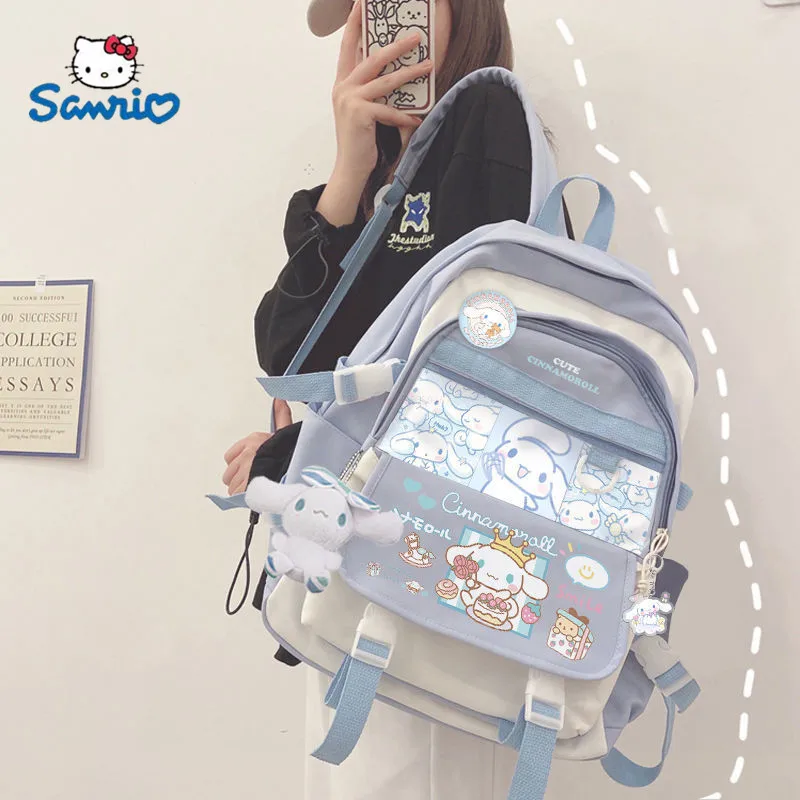 Anime Sanrio Plush Toy Cinnamoroll Backpack Children Girl Boy Black Blue Schoolbag Kawaii Student School Bag Computer Large Gift