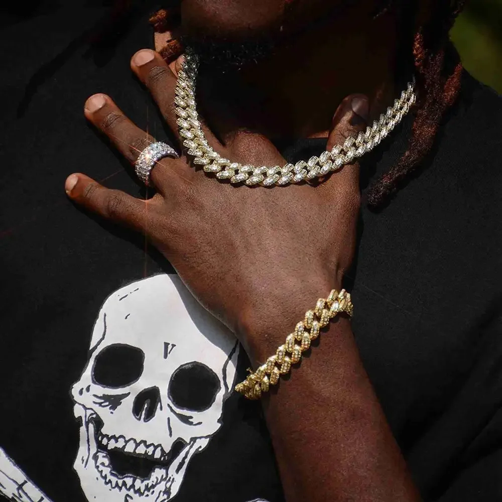 Gold Color Hip Hop New Men Necklace Micro Pave Iced Out New New Cz Hiphop Rock Cool Men Boy 14mm Square Cuban Chain