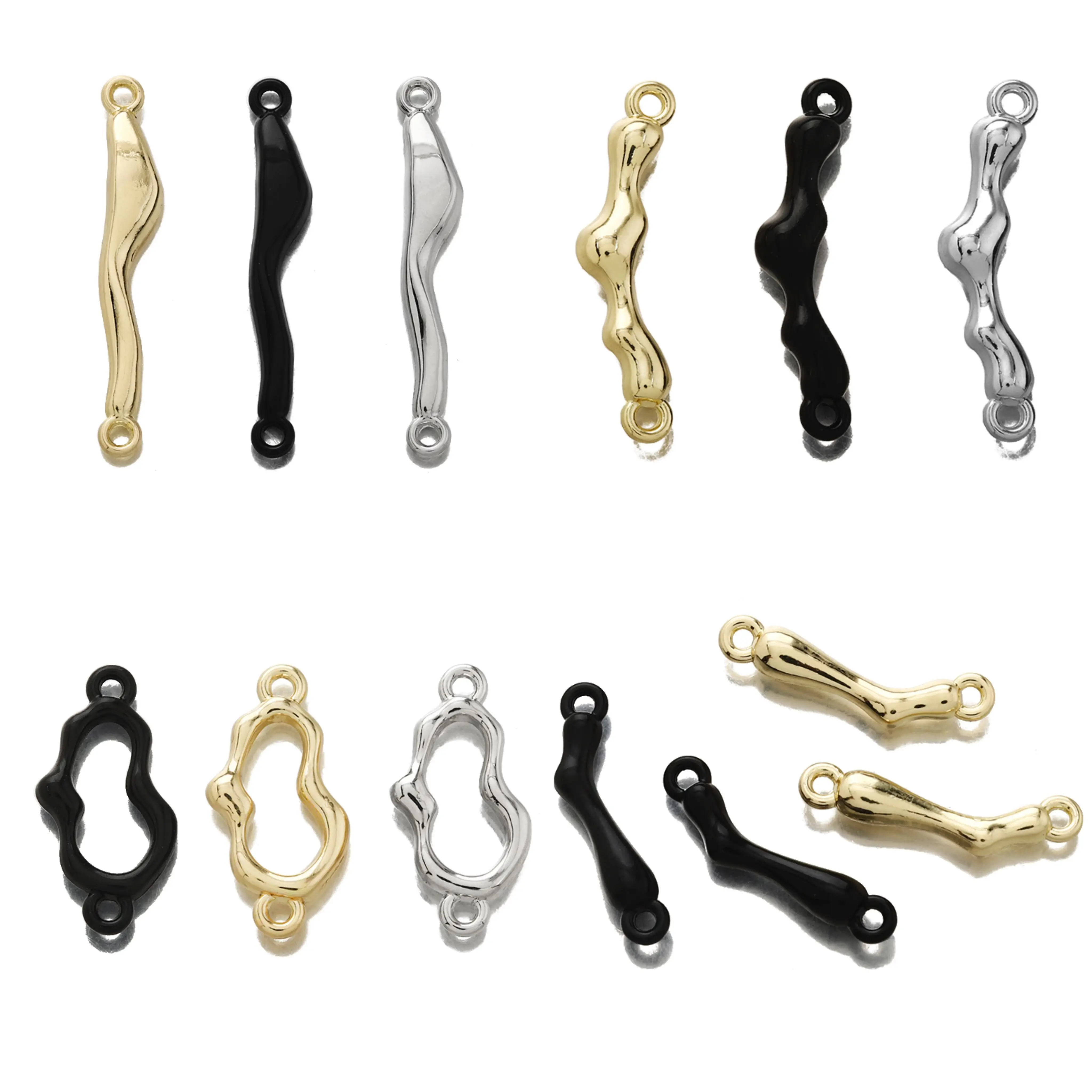 10Pcs Zinc Alloy Irregular Bar Connectors Waved Double Loops Links For DIY Bracelet Necklace Earrings Jewelry Making Accessories