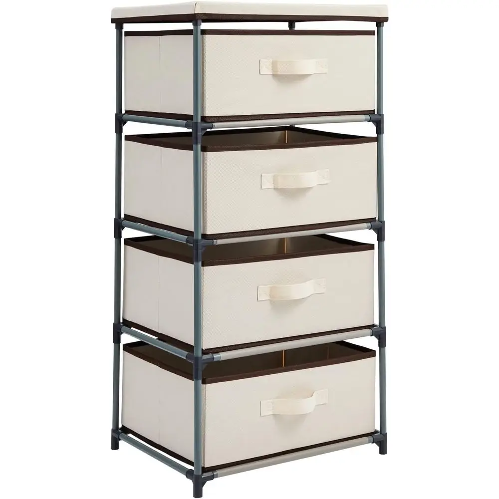 

4-Tier Drer or Bedroom - 16.5 in L x 13 in W x 33 in H, Beige, Metal & abric - reestanding Closet Organizer with abric Storage