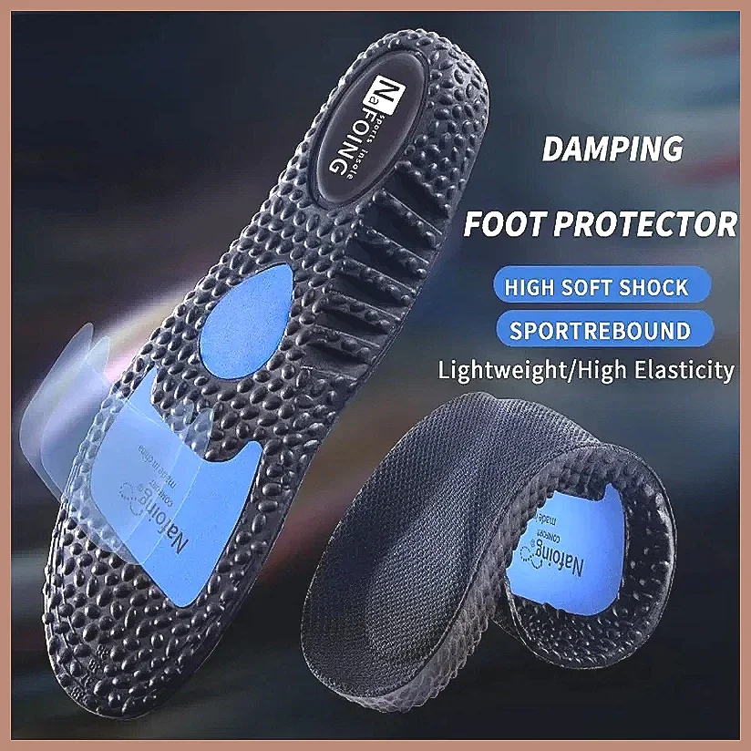 Sole Shock Absorption Deodorant Breathable Cushion Sport Insoles for Running Shoes, Men Women Massage Care Pads, Comfort Supp