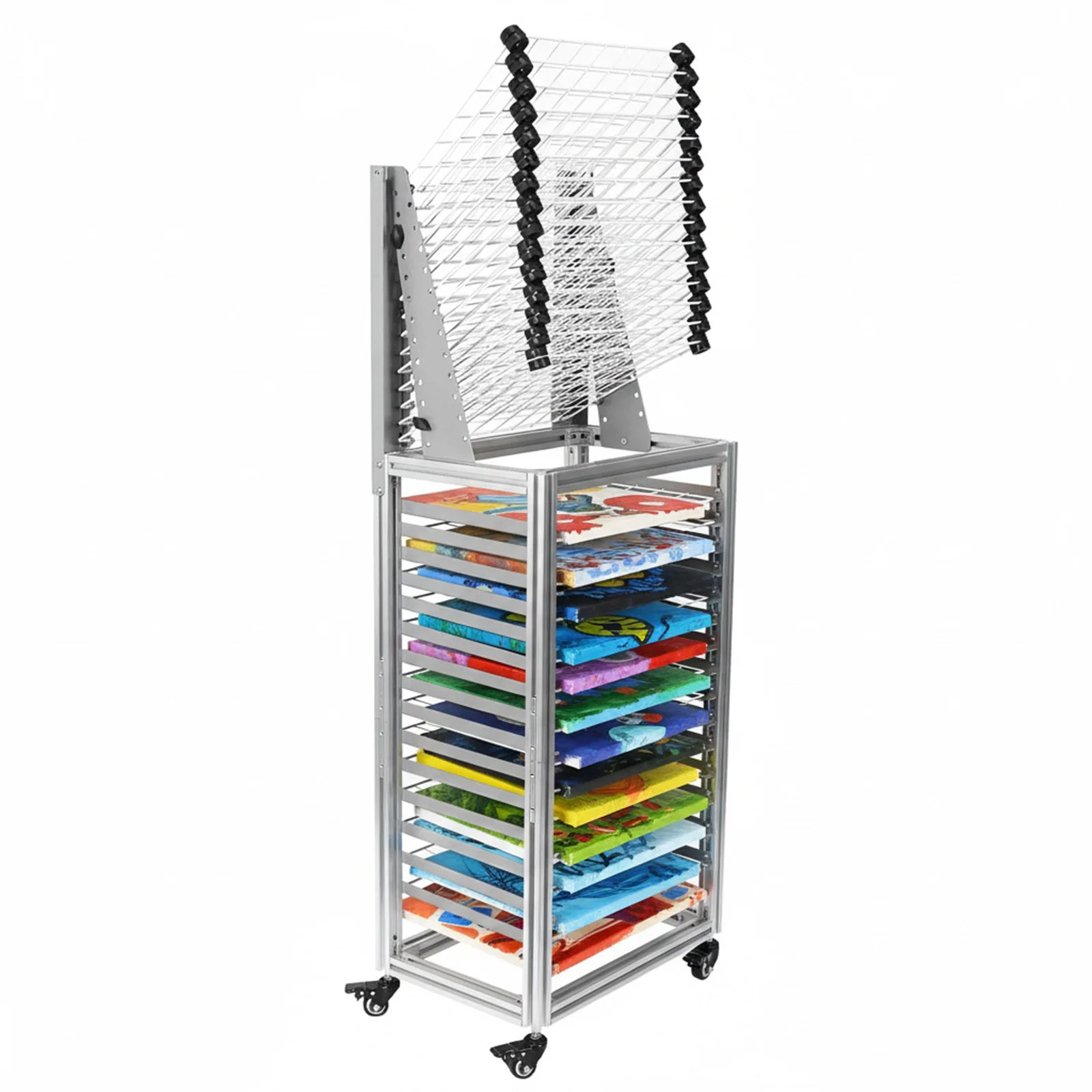 

30-Layer Multi Tier Drying Bracket Floor-Standing Studio Art Storage Bracket Large Capacity for School Classroom Studio
