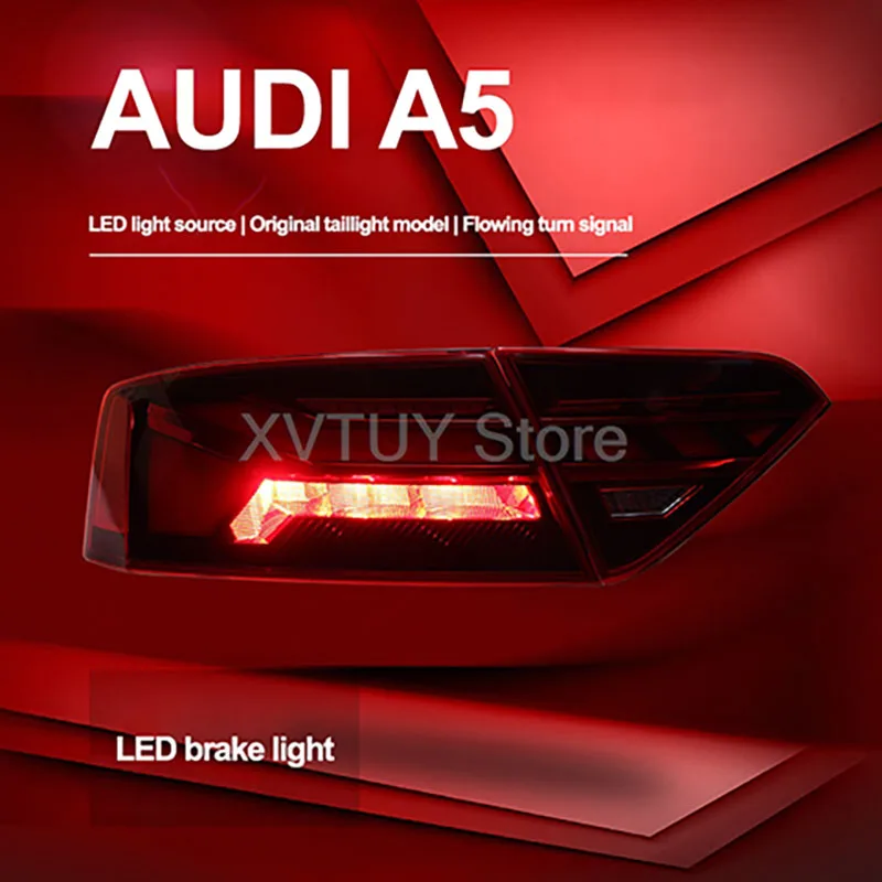 

1 пара задних фонарей для Audi A5, задние фонари в сборе, 2008-2016, светодиодные задние фонари, плавный поворотный сигнал, автомобильные аксессуары, детали авто ламп