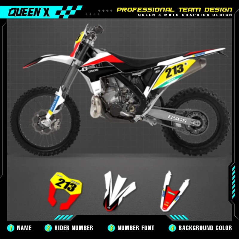 QUEEN X MOTO Motorcycle Team Graphics Decal & Sticker Kit For GASGAS 2012 2013 2014 2015 2016 2017 EC 003