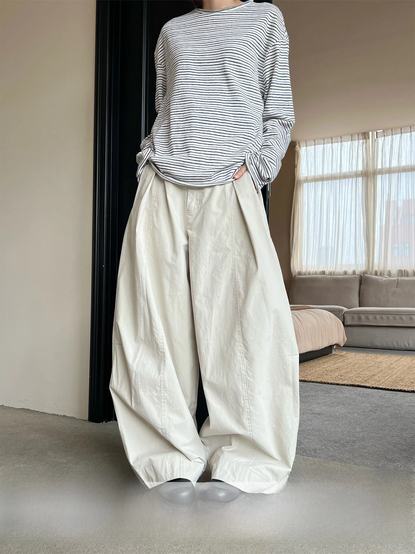 

Cleanfit Neutral Style Canvas Wide Leg Workwear Pants Never Stay up Late High Sensation Knife Casual Trousers