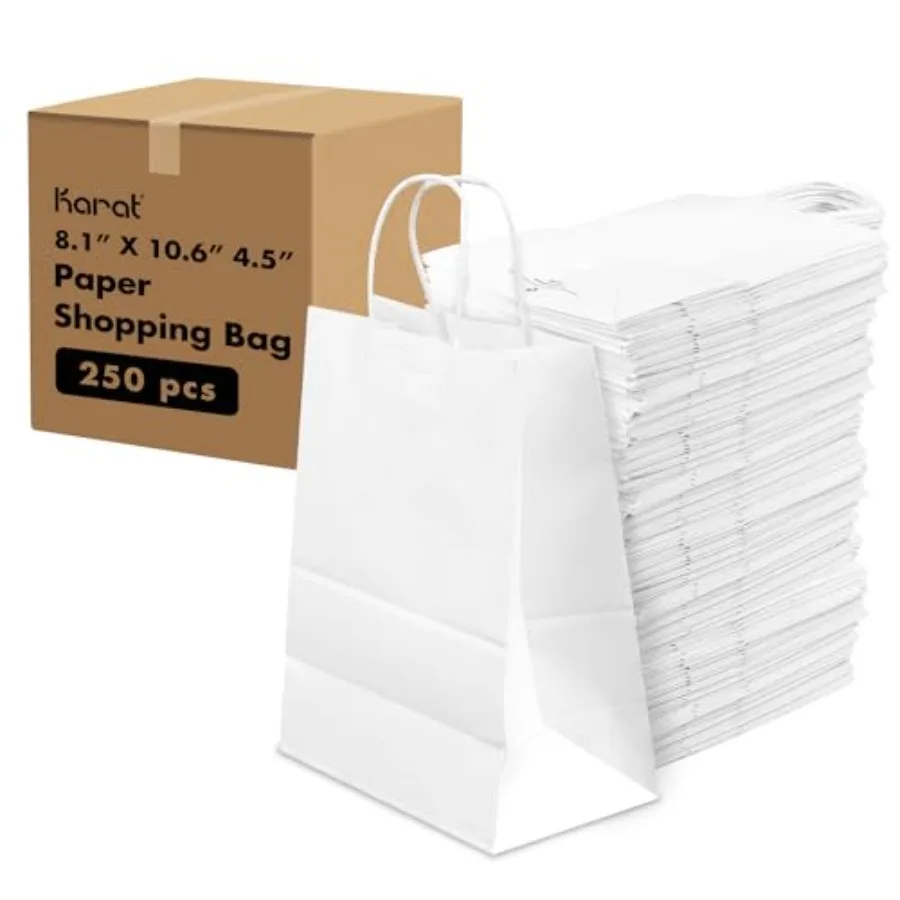

ALOA Small Wite Paper Sopping and Gift ags wit andle Perfect for Retail and Small usin Sturdy and Recyclale Ideal for Grocerie