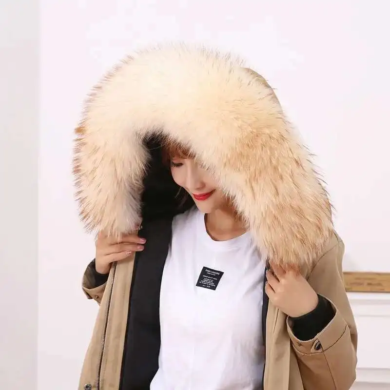 

Women Real Raccoon Fur Collar Shawl For Winter Coat Hood Decors Natural Fur Scarf Fur Wraps Winter Coat Fur Collar Scarves