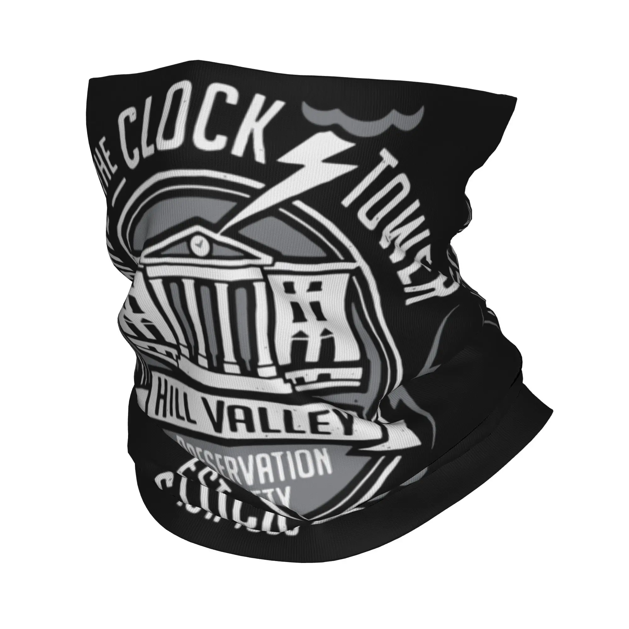 Save the Clock Tower Neck Gaiter Men Women UV Protection Winter Back To The Future Bandana Scarf for Cycling
