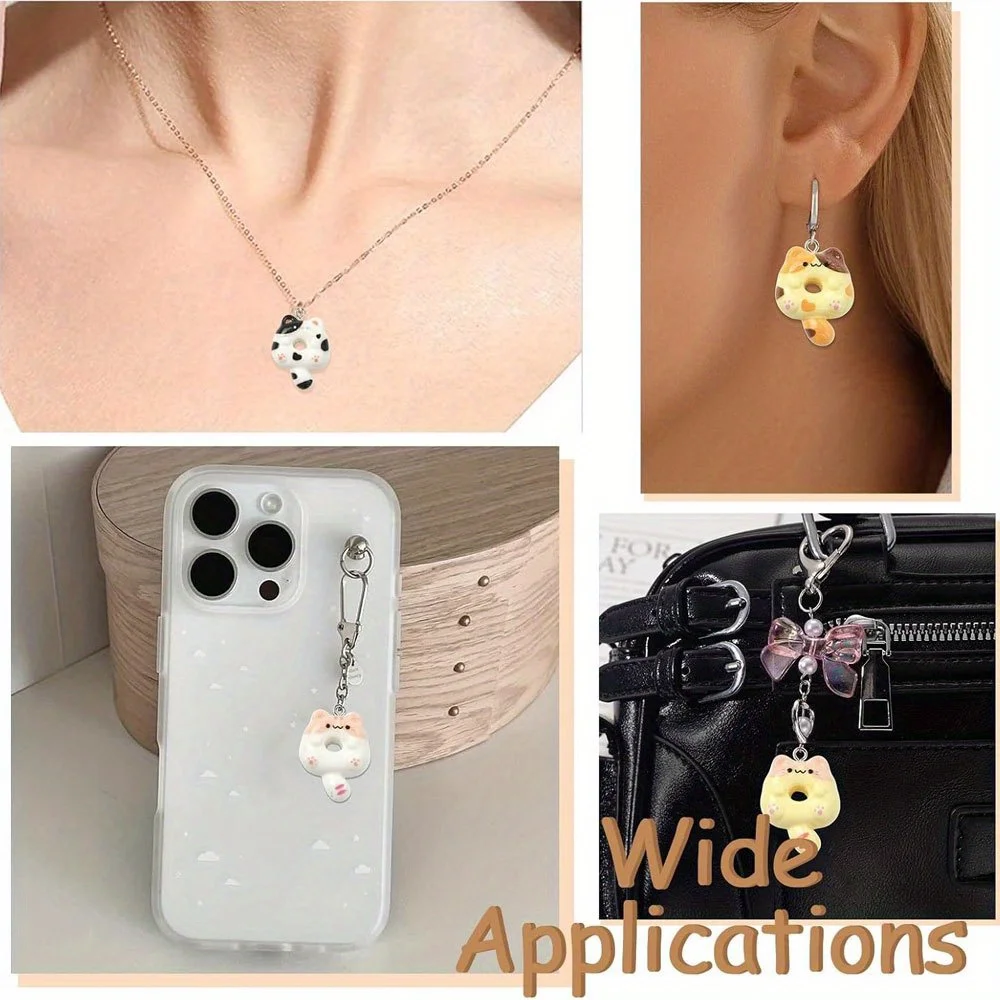 4/14/28pcs Multi-color Cat-shaped Decorative Pendants,Diy Bracelets,Necklaces Earrings,Valentine's Day Halloween GiftAccessories view 6