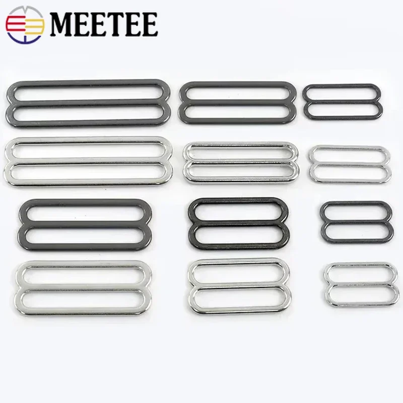 Meetee 10Pc Tri-Glide Slider Clasp 6-50mm Metalowa klamra do paska torby Bielizna 8-kształtny haczyk na pierścionek DIY Akcesoria do szycia odzieży