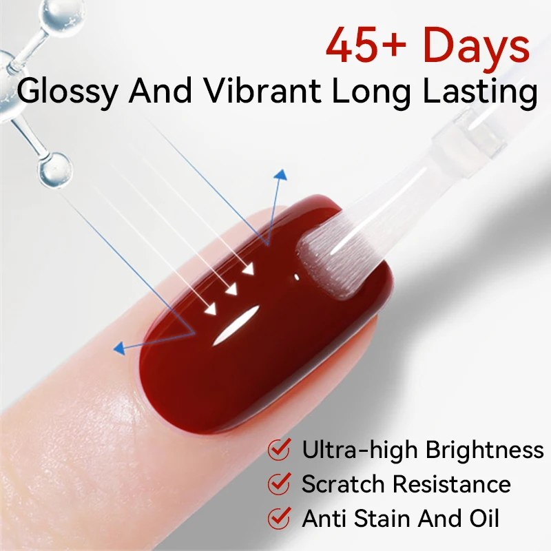 BORN PRETTY 15ml Super Top Coat do Lakieru Hybrydowego 45 Dni Wzmocnienie Żel Budujący Baza Żelowa Długotrwały Lakier Hybrydowy Soak Off