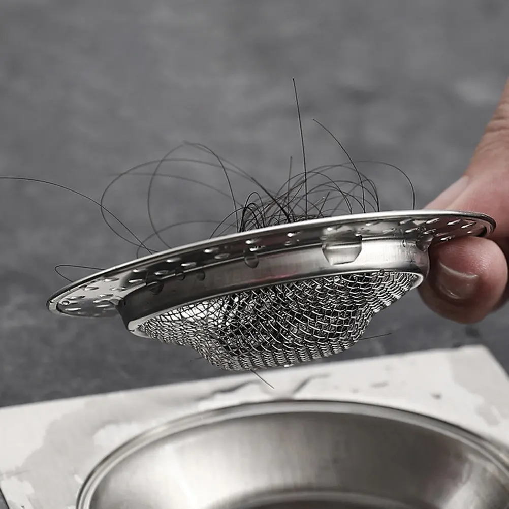 

10Pcs Shower Hair Stopper Drain Cover Stainless Steel Hair Catcher Fine Mesh Floor Drain Screen Reusable Sink Filter Bathroom