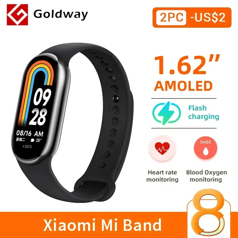 Global Version Xiaomi Mi Band 8 Smart Bracelet 1.67'' AMOLED Screen Miband 8 Blood Oxygen Fitness Traker Waterproof Smart Band 8