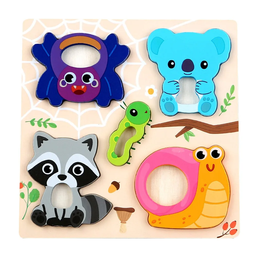 

New 3D Wooden Puzzles Safe Cute Animal Series Intelligence Puzzle Portable Early Learning Children