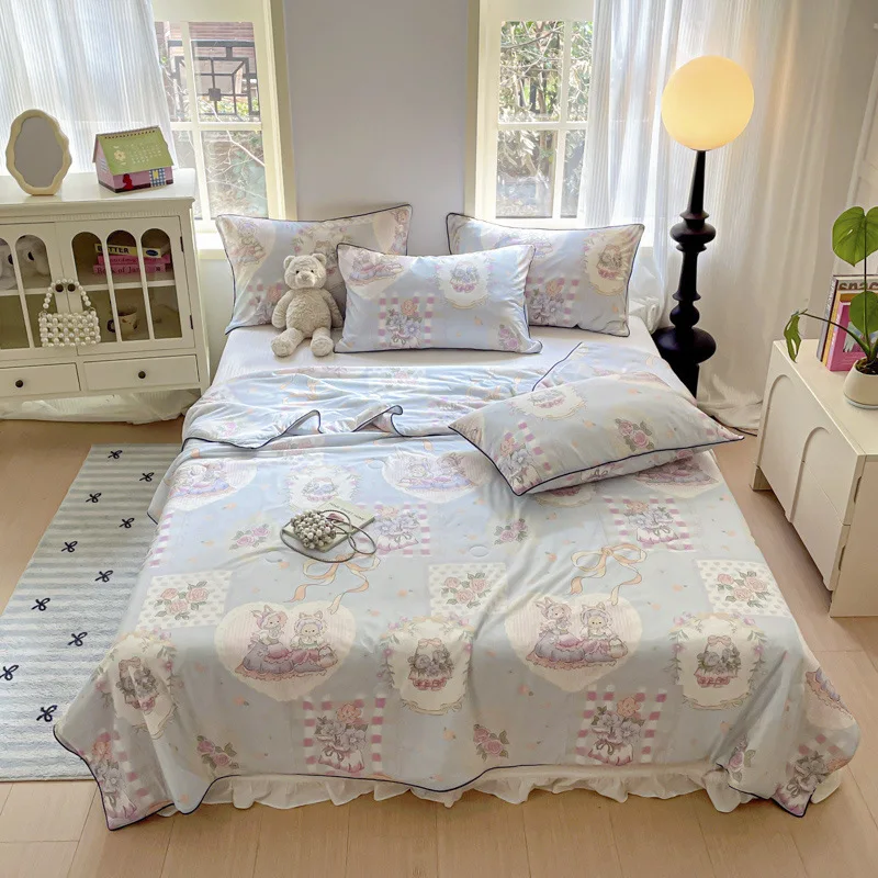 

2025 new comfortable cool silk summer quilt household bedding soft multi-purpose air conditioner quilt simple and versatile