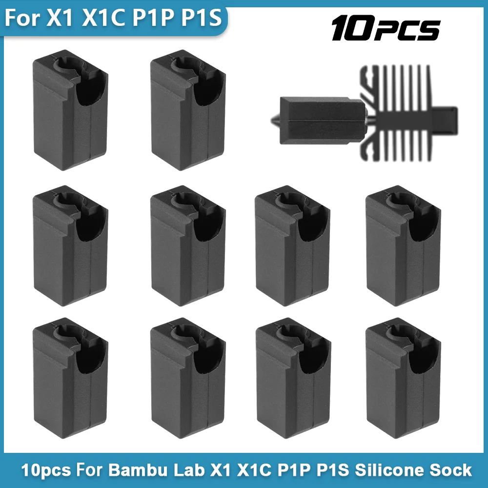 

10pcs Silicone Socks For Bambu Lab X1 X1C Hotend Extruder Heated Block High-temperature Case For bambulab X1 p1p Silicone Cover