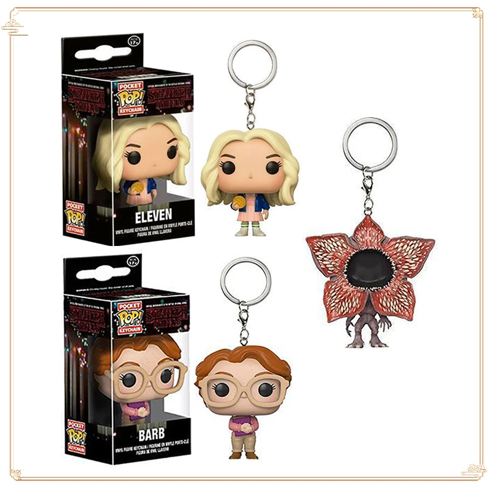 FUNKO Pocket Keychain Stranger Things Doll Eleven Barbara Backpack Pendant Classic Child's Collection Birthday Gift Toy Keychain