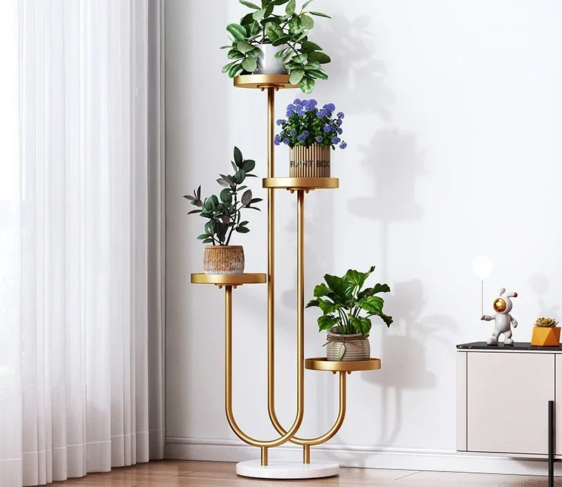 Flower Stand Living Room Decorations Light Luxury Wrought Iron Double  Shape Green Roses Flower Pot Shelf Pots for Plants