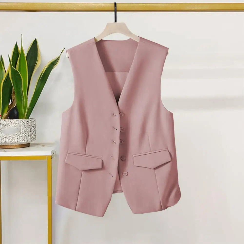 Formal Business Single Breasted Women Vest V-Neck Sleeveless Suit Vest For Office Lady Vest Tops For Women Clothing Summer 2024