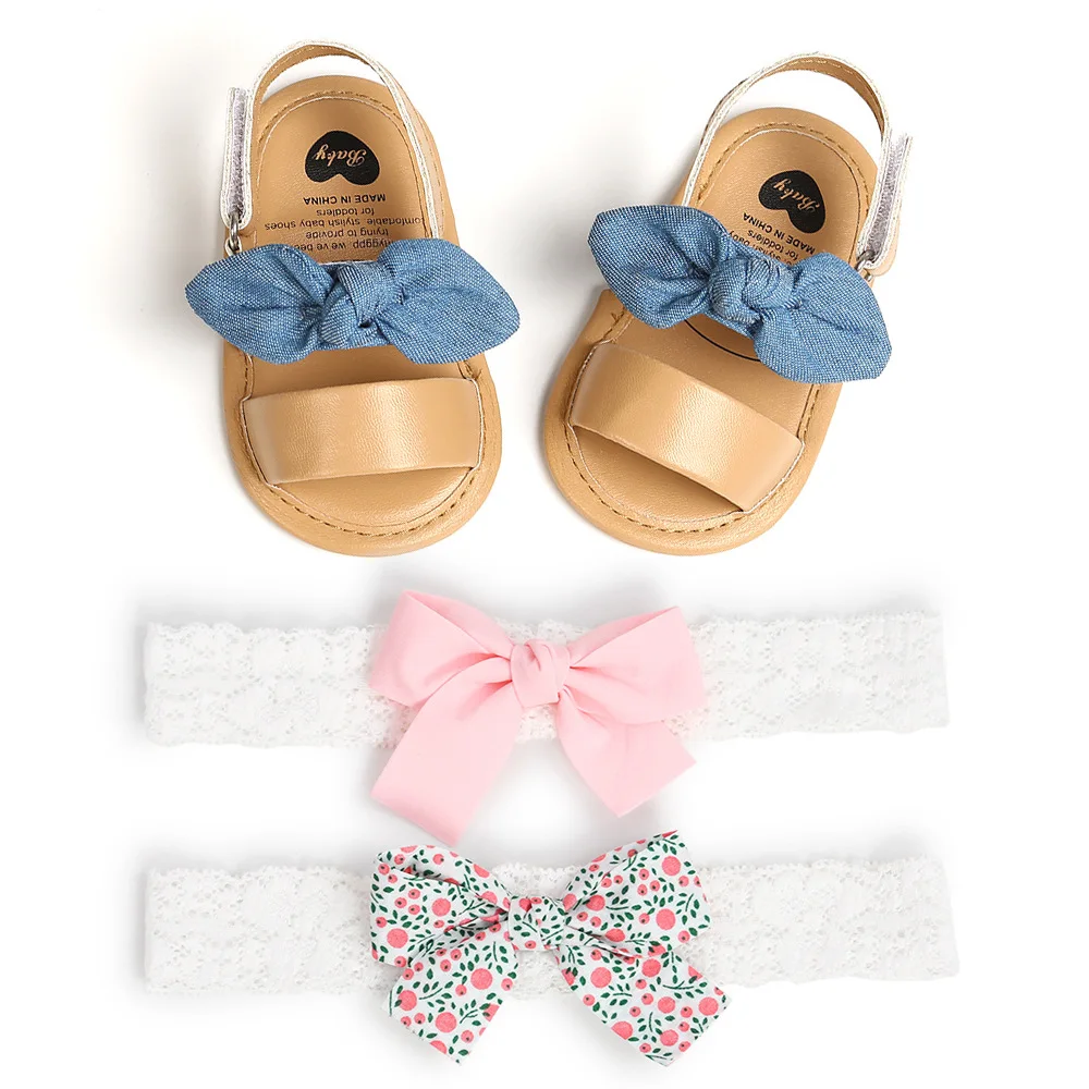 Fashion Newborn Infant Baby Girls Princess Shoes Bowknot Toddler Summer Sandals PU Non-slip Shoes 0-18M