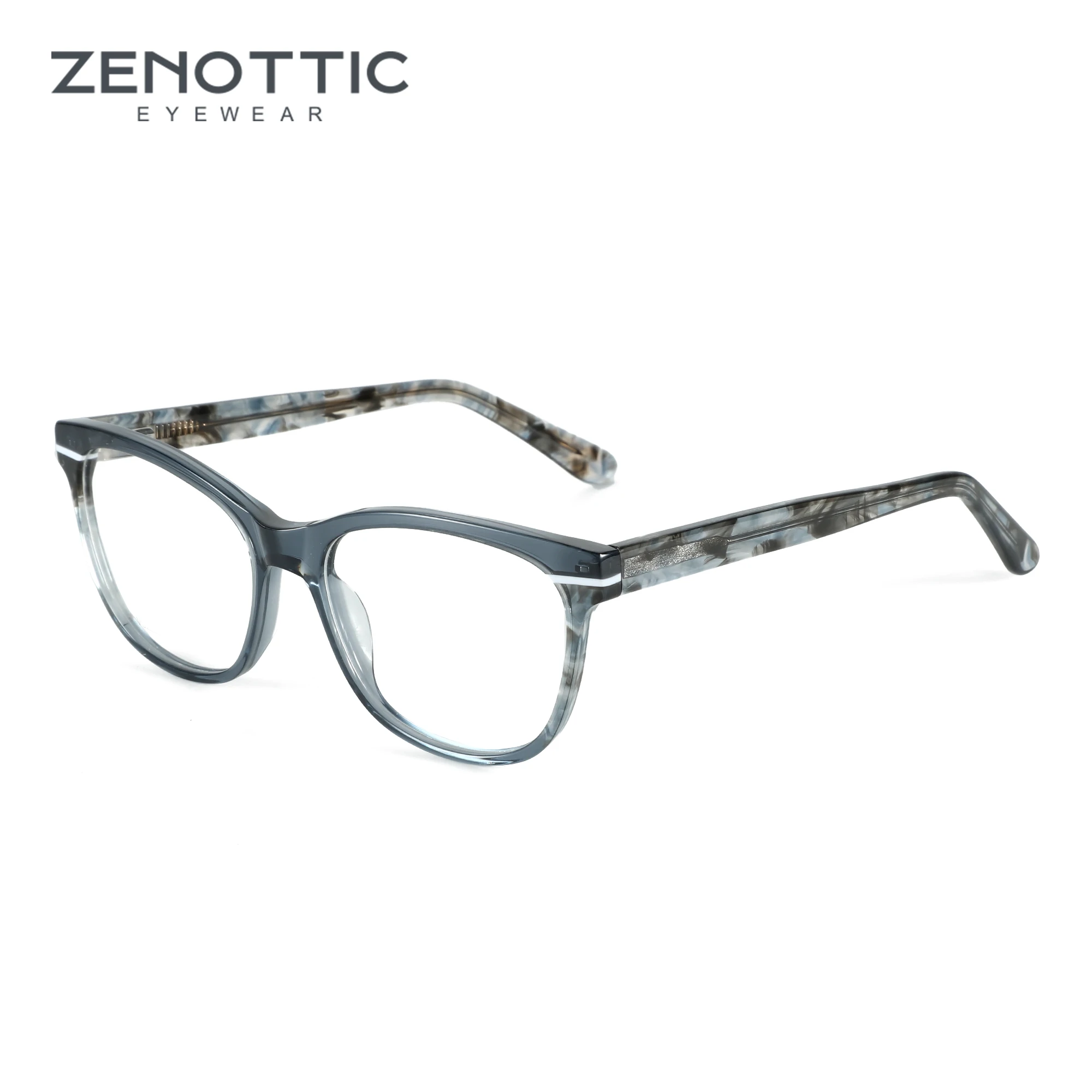 

ZENOTTIC Square Acetate Glasses Frame Fashion Printing Optical Eyeglasses Frames Unsiex Non-Prescription Eyewear VS2362