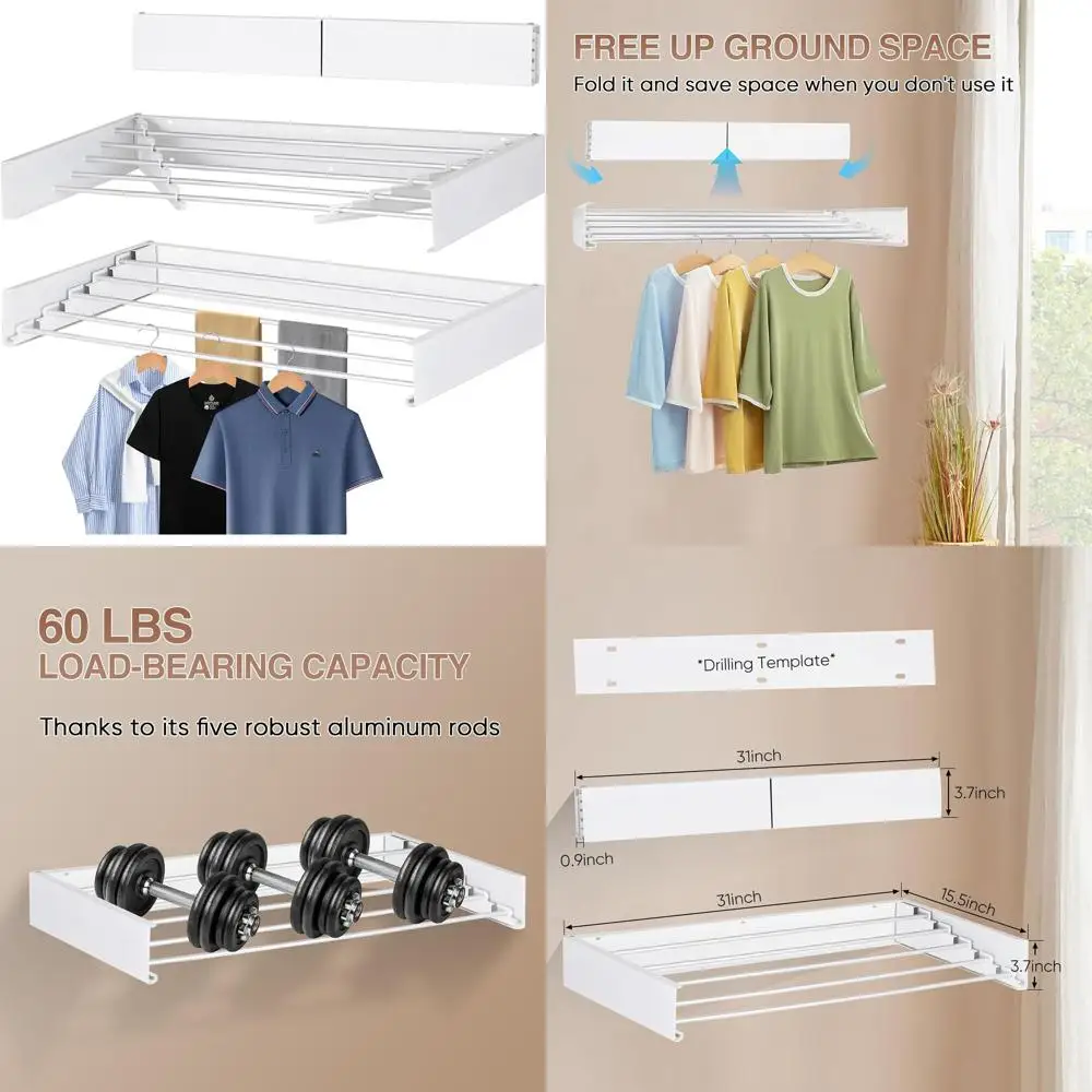 

Складная настенная сушилка для белья шириной 31,5 для внутреннего и наружного использования