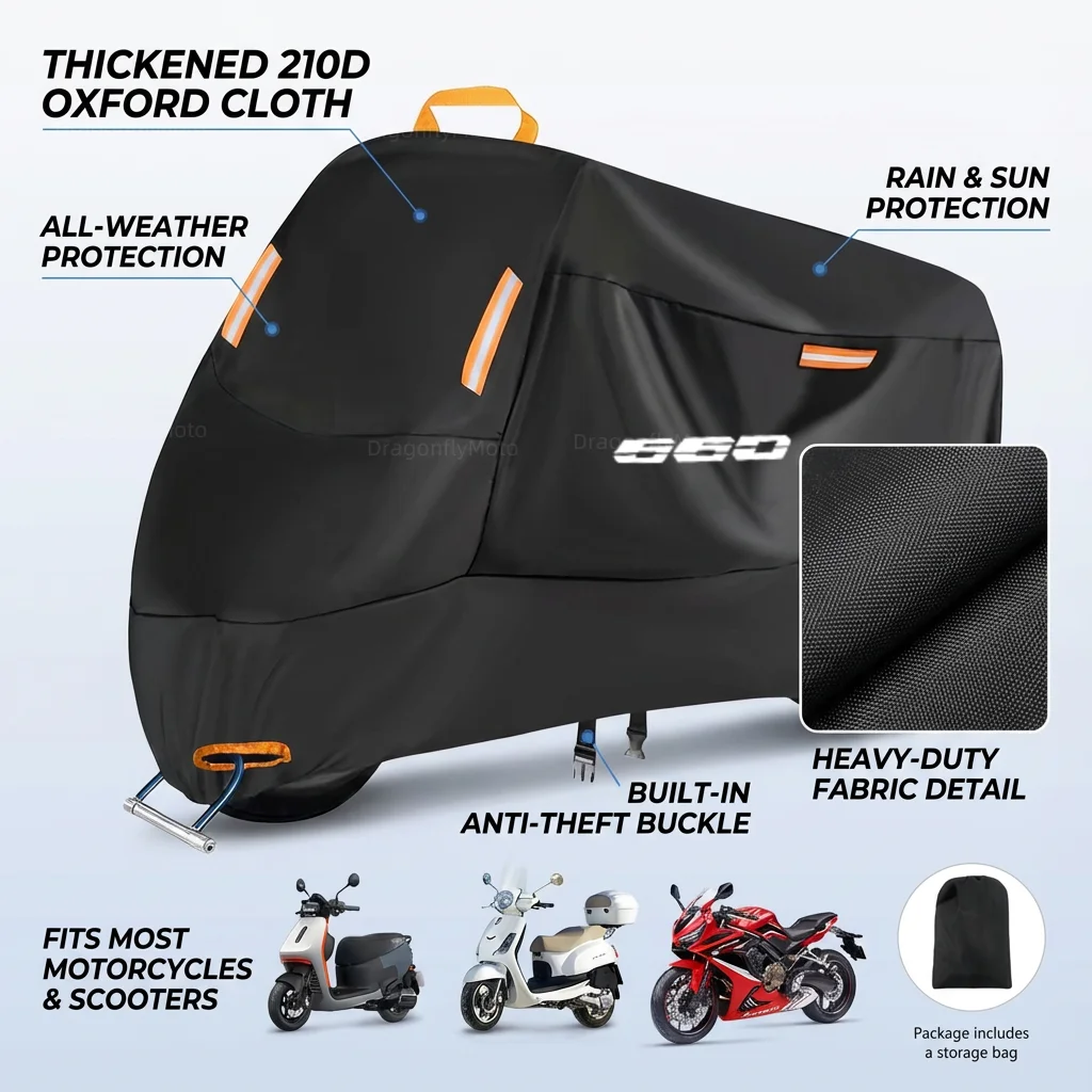 For Triumph Trident 660 Sport Tiger 660 Trident660 Motorcycle Cover 210D Oxford All Season Outdoor Waterproof Dust Debris