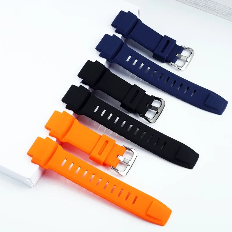 Correa de reloj deportivo de goma para Casio PROTREK PRW-3500/2500/5100 PRG-260/550 pulsera negra de repuesto de 18mm