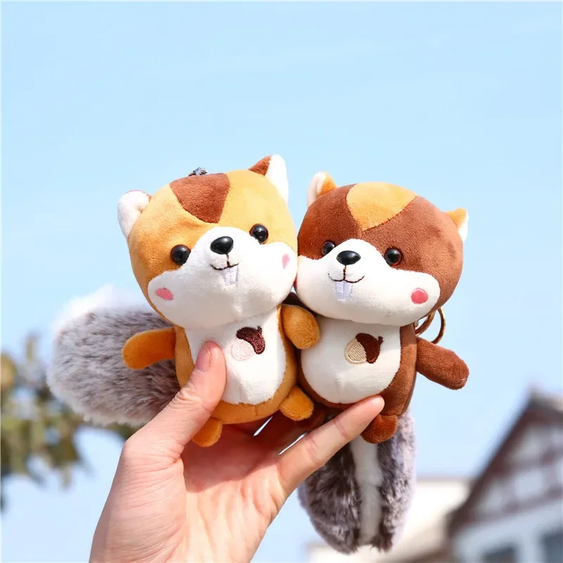 New Cartoon Cute Little Squirrel Plush Toy Keychain Small Cute Animal Plush Stuffed Toy Soft Squirrel Keychain Birthday Gift