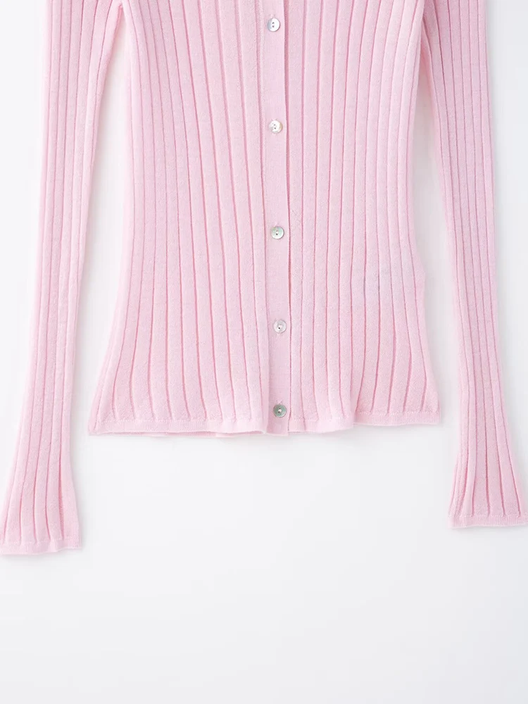 SIYANG 女性ファッションピンクシングルブレストニットセーターヴィンテージラペルネック長袖女性のシックな女性の衣装