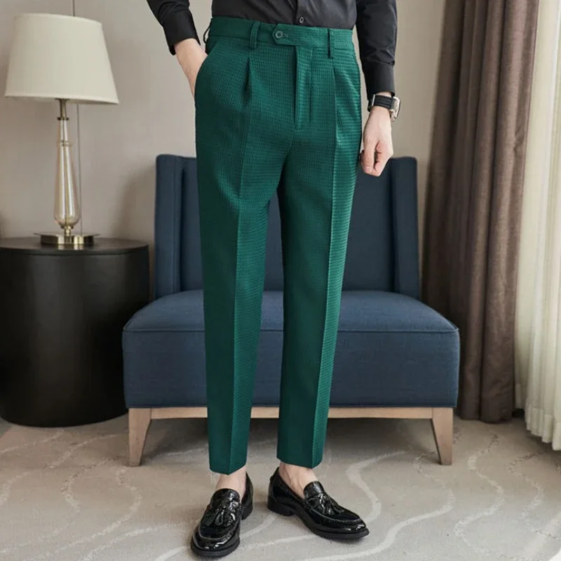 زائد حجم كبير الأعمال عادي النمط البريطاني الذكور دعوى السراويل سليم صالح ملابس الربيع أنيق فاخر حتى الرجال الدعاوى السراويل JJ1084