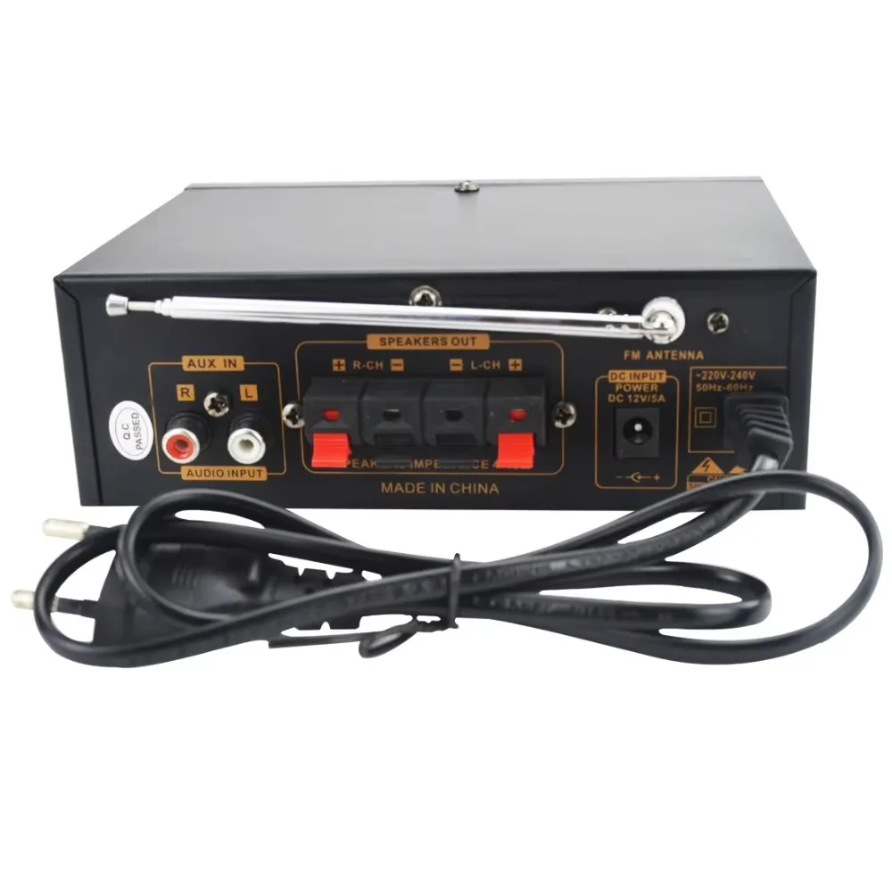 Sunbuck Mini 12V 220V 2.0 Channel 50W Power Amplifier Rumah Mobil Komputer Profesional Audio AV Amplifier