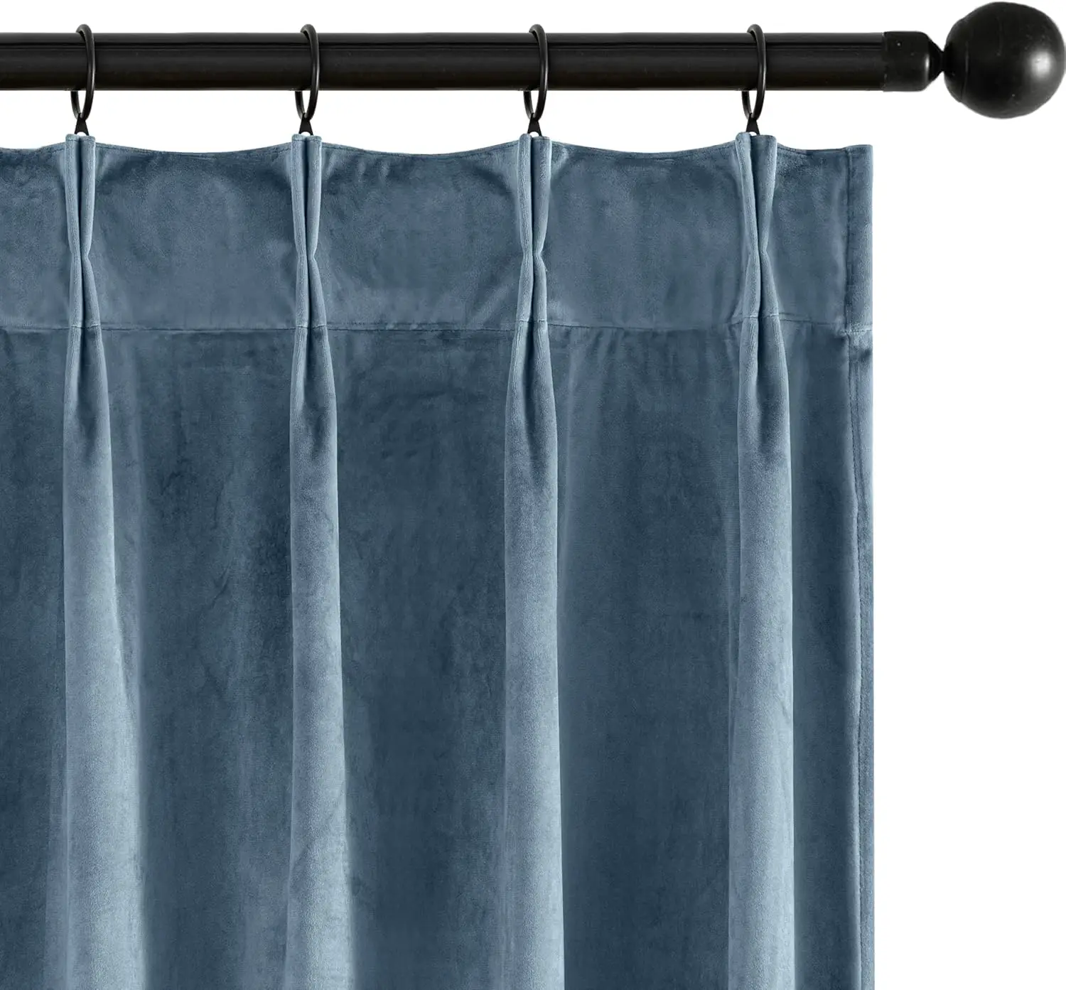 

Stone Blue Velvet Curtains 108 inches Long, Pinch Pleated Blackout Drapes with Hooks, Thermal Insulated Pinch Pleat Pane