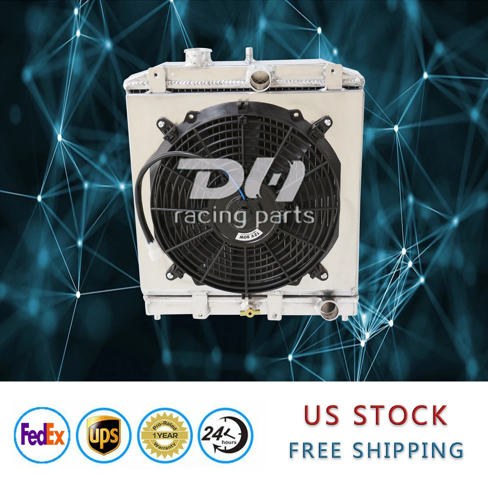 2열 알루미늄 라디에이터 및 슈라우드 팬 적합 1992-00 HONDA CIVIC EJ/EK/DEL SOL EG/ININTEGRA