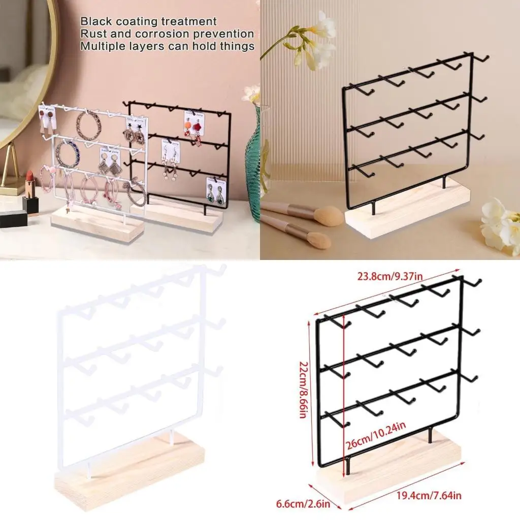 

P9FE 3 Tiers Base Earring Holder Accessory Storage Rack Necklace Bracelet Pendant Display Stand Accessories Holder