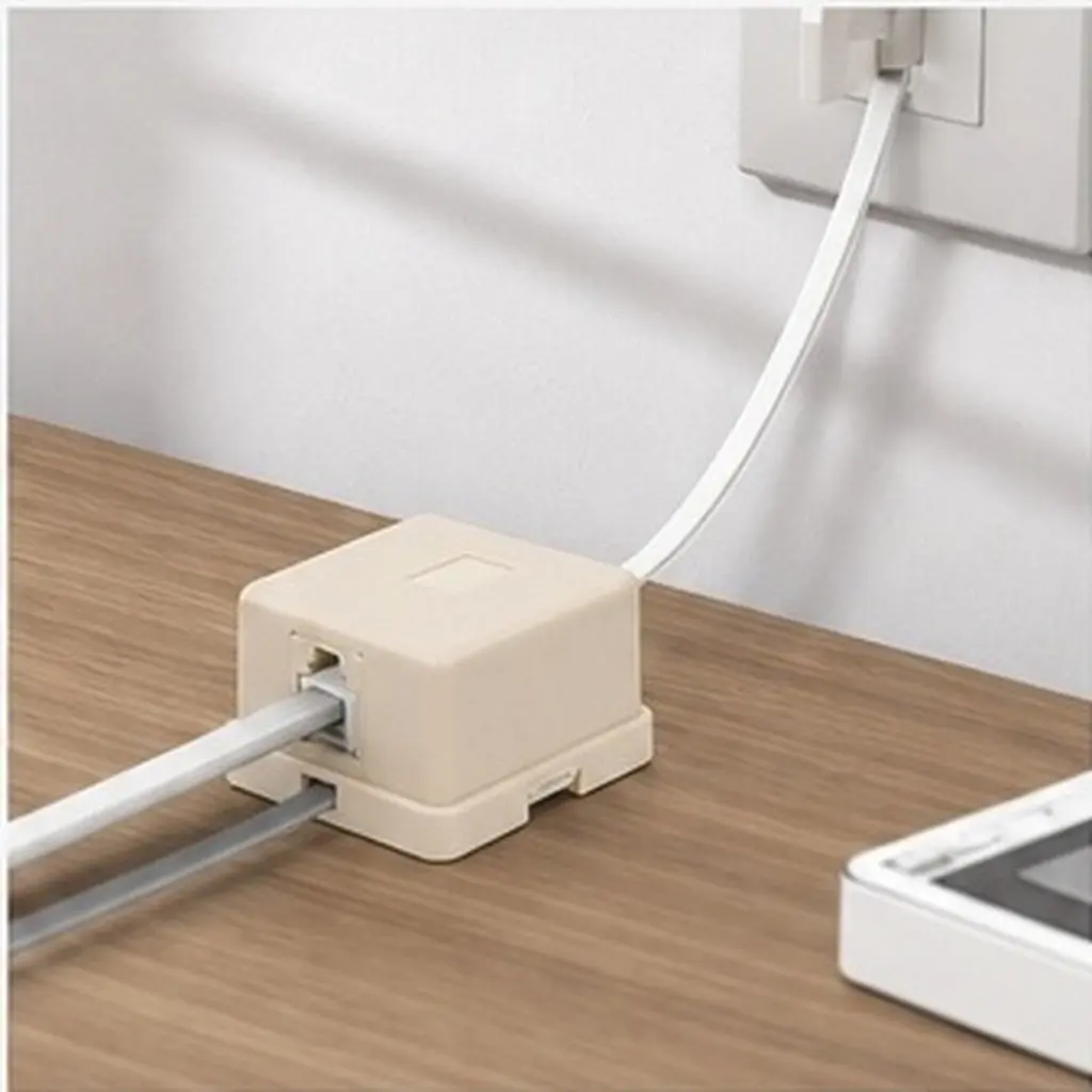2Pcs Beige Single Hole Telephone Junction Box 4-Core Rj11 Line Splitter for Home Office Phone Fax Modem Stable Signal