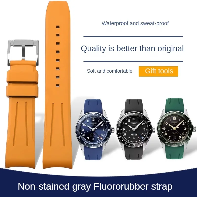 

Universal Brands' Curved Interface Fluororubber Watch Strap With 20/21/22mm Needle Buckle Butterfly Clasp Silicone Watchband