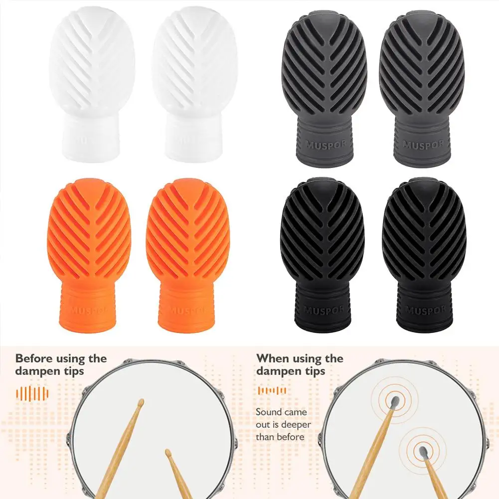 2/4pcs Drumstick Mute Silicone Sleeve Mute Practice Tips Percussion Musical Instrument Accessories Mute Replacement Parts